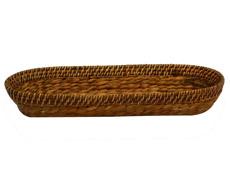 Exquisite Water Hyacinth & Rattan Bread Basket - Handcrafted Oval Serving Tray